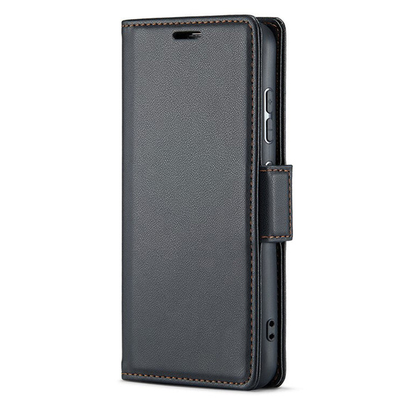 Pouzdro pro Xiaomi 15, ERBORD Glossy Litchi, flipová peněženka, černé