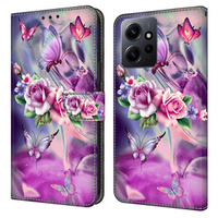 Klopové pouzdro pro Xiaomi Redmi Note 12 4G, Wallet, butterfly & Flowers, modré