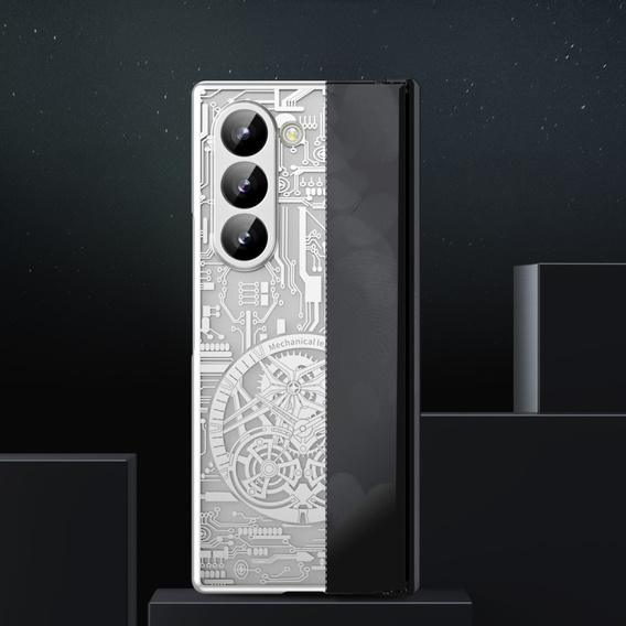 Pouzdro pro Samsung Galaxy Z Fold6 5G, Mechanical Legend, stříbrné