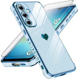Pouzdro pro Samsung Galaxy A26, Electro heart, modré + sklo 9H