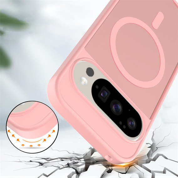 Matné pouzdro pro Google Pixel 10 / 10 Pro, pro MagSafe, průsvitné růžové