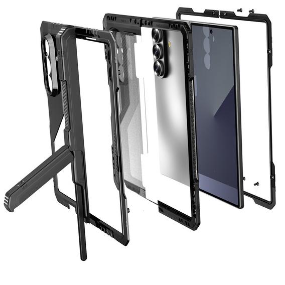 Pancéřované hliníkové pouzdro se stojánkem a držákem stylusu pro Samsung Galaxy Z Fold7 5G
