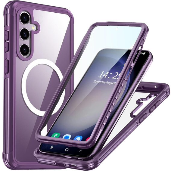 Pouzdro pro Samsung Galaxy S23 FE, Shockproof, s fólií na displej, pro MagSafe, fialové