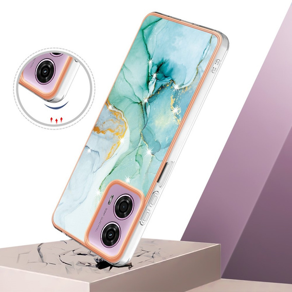 Ochranné pouzdro pro Motorola Moto G24 / G24 Power / G04, Marble Slim Case, zelené