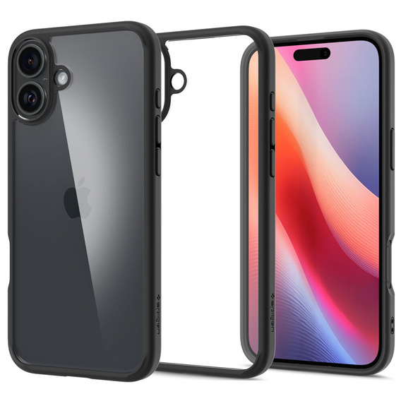 Pouzdro Spigen pro iPhone 16 Plus, Ultra Hybrid, černé + 9H tvrzené sklo