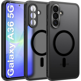 Pouzdro pro Samsung Galaxy A36, pro MagSafe, ERBORD Matt Case, černý + sklo na displej