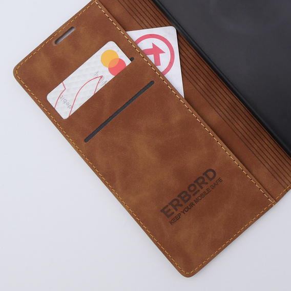 Pouzdro pro Samsung Galaxy A34 5G, ERBORD Vintage peněženka s klopou, hnědé