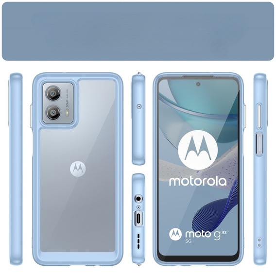 Pouzdro pro Motorola Moto G53 5G, Fusion Hybrid, transparentní / modré
