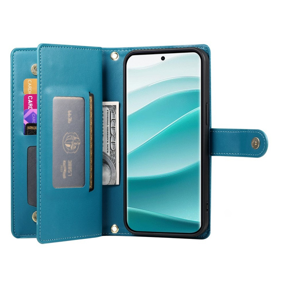 Klopové pouzdro pro Xiaomi Redmi Note 14 Pro 5G / Poco X7 5G, Wallet Zipper Pocket, modré