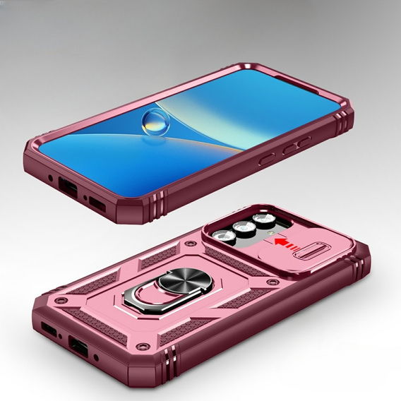Pouzdro pro Samsung Galaxy A54 5G, CamShield Slide, růžové/ Bordó