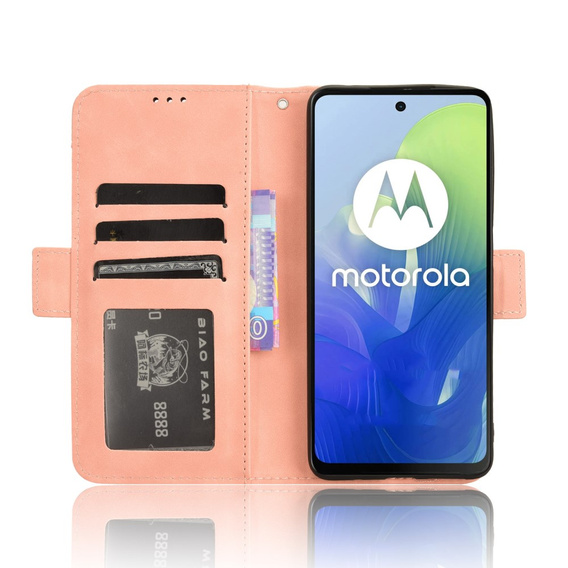 Klopové pouzdro pro Motorola Moto E14, Card Slot, růžové