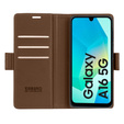 Pouzdro pro Samsung Galaxy A16, ERBORD Glossy Litchi, flipová peněženka, hnědé