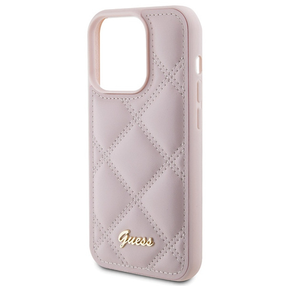 Pouzdro Guess Quilted Metal Logo pro iPhone 15 Pro