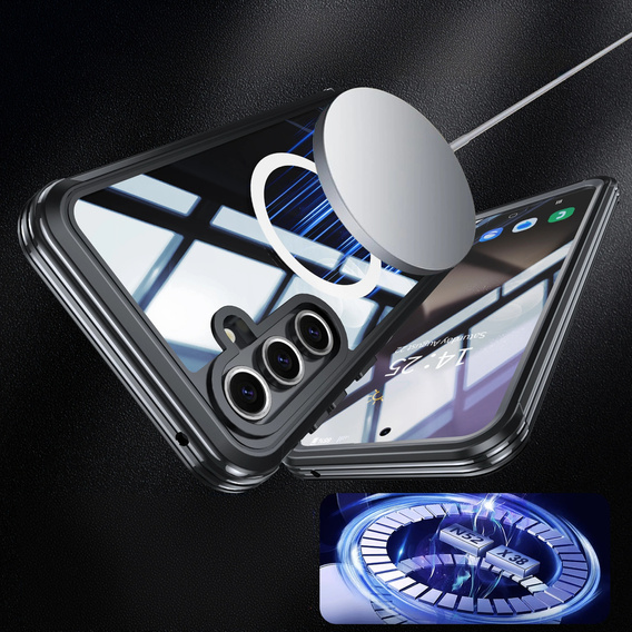 Pouzdro pro Samsung Galaxy S24 FE, Shockproof, se sklem, pro MagSafe, černé