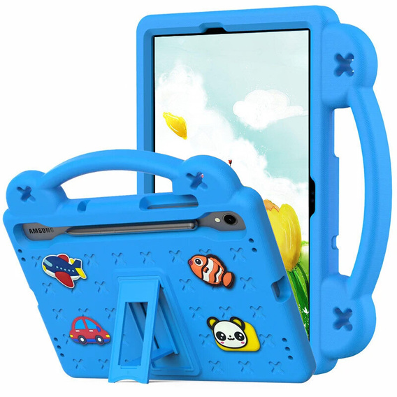 Dětské pouzdro pro Samsung Galaxy Tab S10 Lite / S10 FE / S9 FE, Cute Patterns, se stojánkem, modré