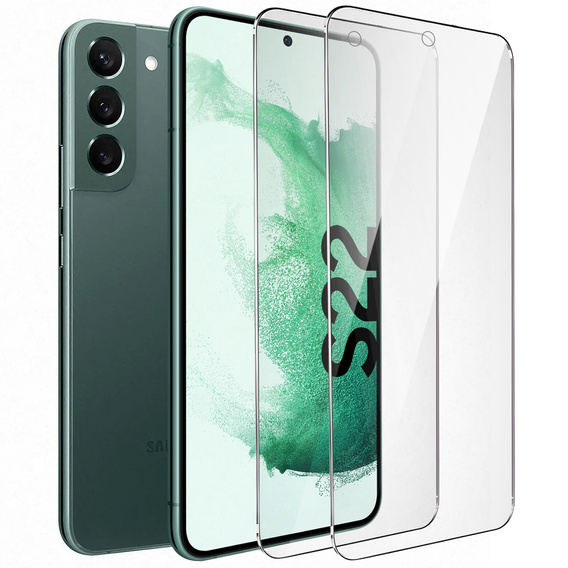 2x tvrzené sklo pro Samsung Galaxy S22, ERBORD 9H Hard Glass na displeji