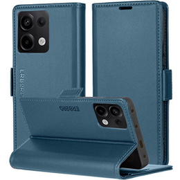 Pouzdro pro Xiaomi Redmi Note 13 Pro 4G / Xiaomi Redmi Note 14S / Xiaomi Poco M6 Pro 4G, ERBORD Glossy Litchi, flipová peněženka, modré