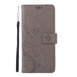 Klopové pouzdro pro Samsung Galaxy A51, Butterfly Flower, šedé