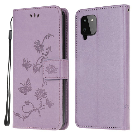 Klopové pouzdro pro Samsung Galaxy A22 LTE, Butterfly, světle fialové