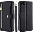 Klopové pouzdro pro iPhone 16E, Wallet Zipper Pocket, černé