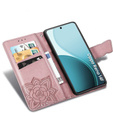Klopové pouzdro pro Oppo Reno 14F, peněženka, Butterfly, růžové zlato