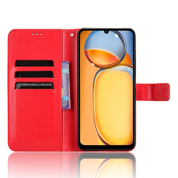 Klopové pouzdro pro Xiaomi Redmi 13C / Poco C65, Crazy Horse Wallet, červené