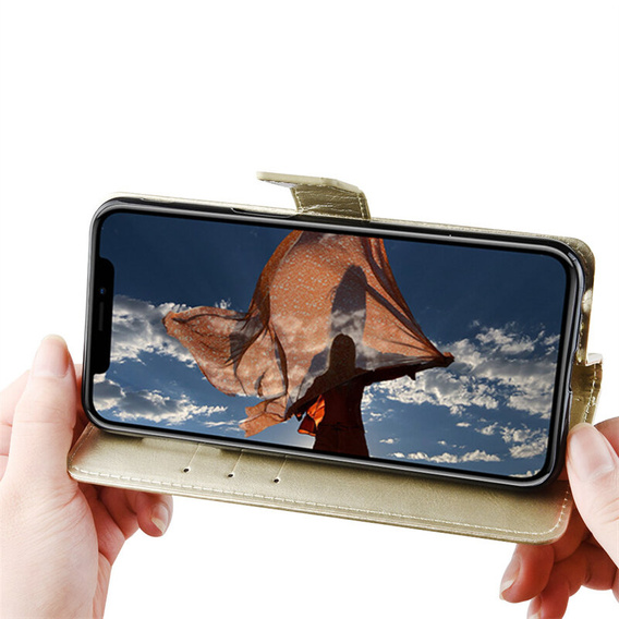 Klopové pouzdro pro Motorola Moto G85, Crazy Horse Wallet, zlaté
