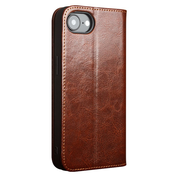 Flipové pouzdro pro Iphone 16E, QIALINO Leather Wallet, hnědé