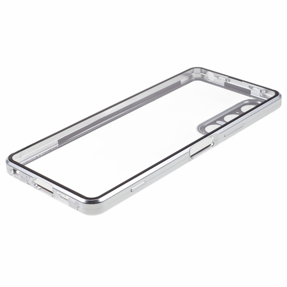 Pouzdro pro Sony Xperia 1 V, Magnetic Dual Glass, stříbrné