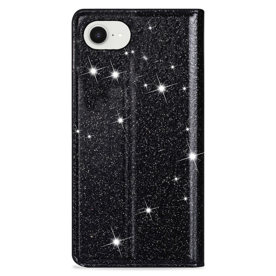 Flipové pouzdro pro iPhone 16E, Card Slot Glittery, černé