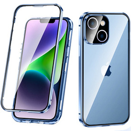 Pouzdro pro iPhone 14, Magnetic Dual Glass, modré
