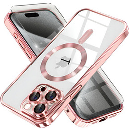 Pouzdro pro iPhone 15 Pro Max, Electro MagSafe, růžové + sklo na displej