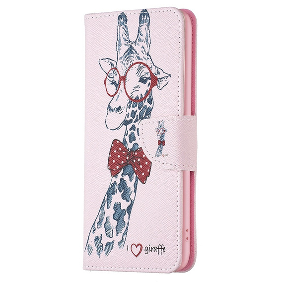 Klopové pouzdro pro OPPO A57 / A57s, Wallet, giraffe, růžové