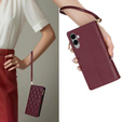 Pouzdro s klopou pro Samsung Galaxy S25 Edge, Rhombus Crossbody Leather, kaštanové