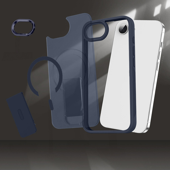 Pouzdro pro Iphone 16E, matný stojánek, pro MagSafe, modré