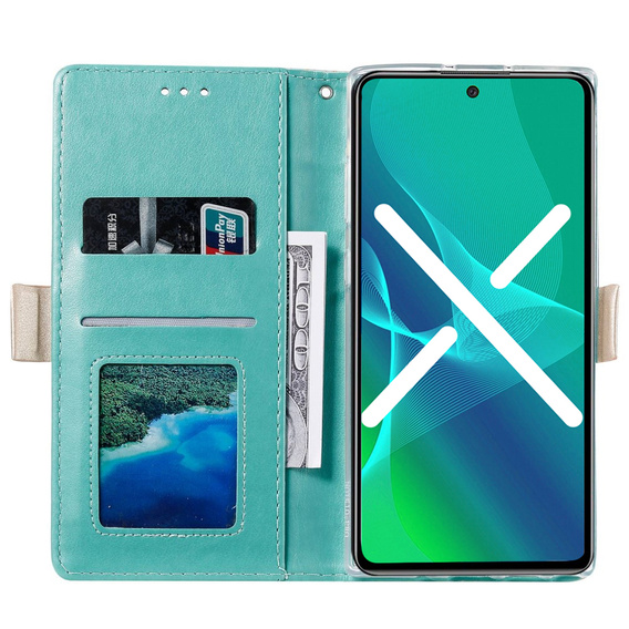 Flipové pouzdro pro Samsung Galaxy S20 FE/5G, Wallet Pocket Zipper Lace, zelené