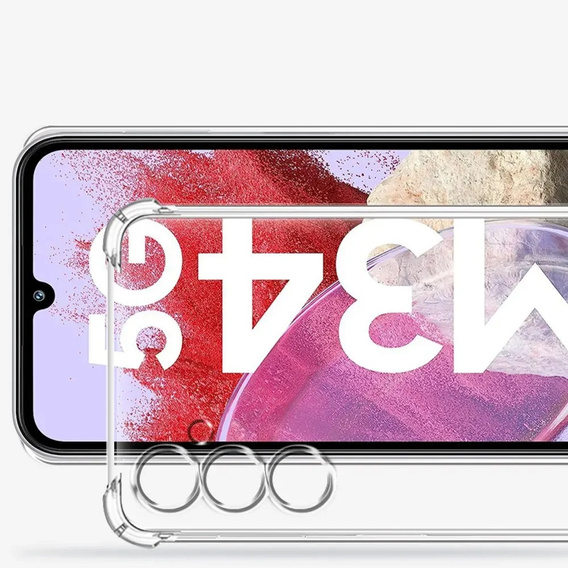 Pouzdro pro Samsung Galaxy M34 5G, Anti-Shock, průhledné + sklo 9H