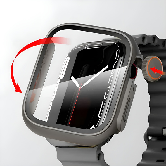 2w1 Etui + Szkło Hartowane Case do Apple Watch 7 / 8 41MM, Czarne/Czerwone