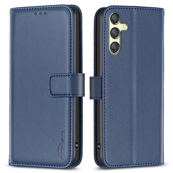 Klopové pouzdro pro Samsung Galaxy A25 5G, BINFEN Wallet, modré + 9H sklo 