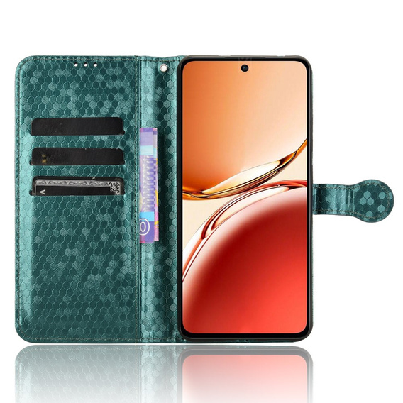 Flipové pouzdro pro Oppo Reno 12FS / 12F, Wallet Rhombus, zelené