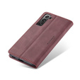 Pouzdro CASEME pro Samsung Galaxy S21 FE, Leather Wallet Case, červené