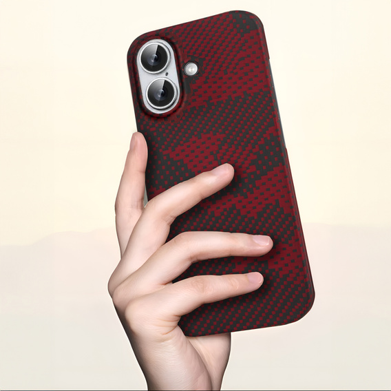 Pouzdro pro iPhone 16 Plus, Aramid Fiber MagSafe, červené