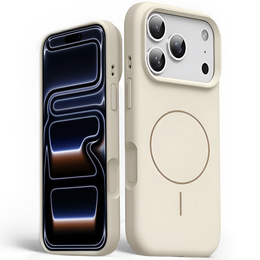 Silikonové pouzdro pro iPhone 17 Pro Max - kompatibilní s MagSafe, proti nárazu, béžové
