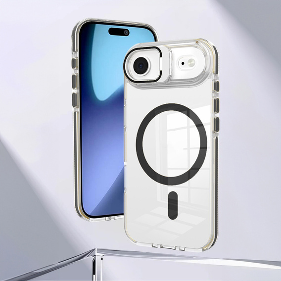 Pouzdro pro iPhone Air, pro MagSafe, se stojánkem, průhledné s černými vložkami