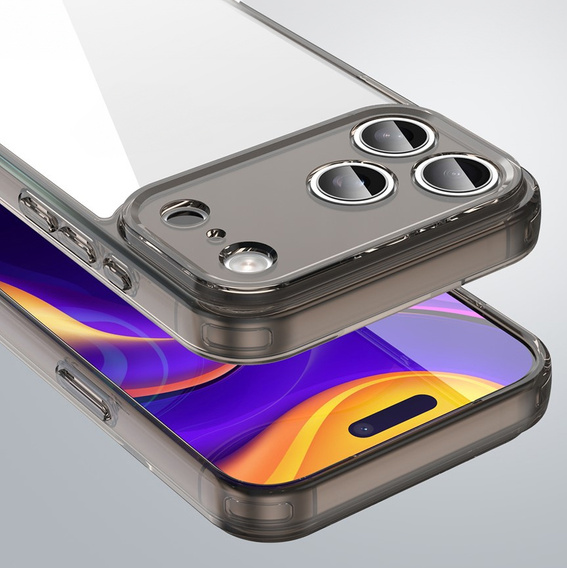 Silikonové pouzdro pro iPhone 17 Pro Max, s tvrdou zadní stranou, tónované do černa
