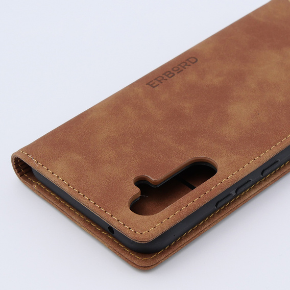 Pouzdro pro Samsung Galaxy A34 5G, ERBORD Vintage peněženka s klopou, hnědé