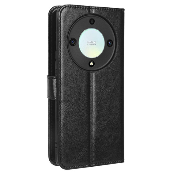 Klopové pouzdro pro Honor Magic 5 Lite, Crazy Horse Wallet, černé