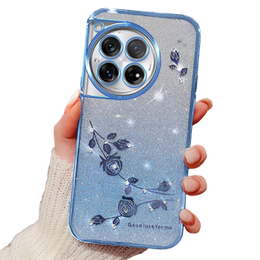 Pouzdro pro OnePlus 12 5G, Glitter Flower, modré