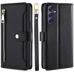 Klopové pouzdro pro Samsung Galaxy A16, Wallet Zipper Pocket, černé
