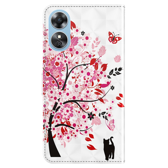 Klopové pouzdro pro Oppo A17, Wallet Light Spots Decor, tree, bílé
